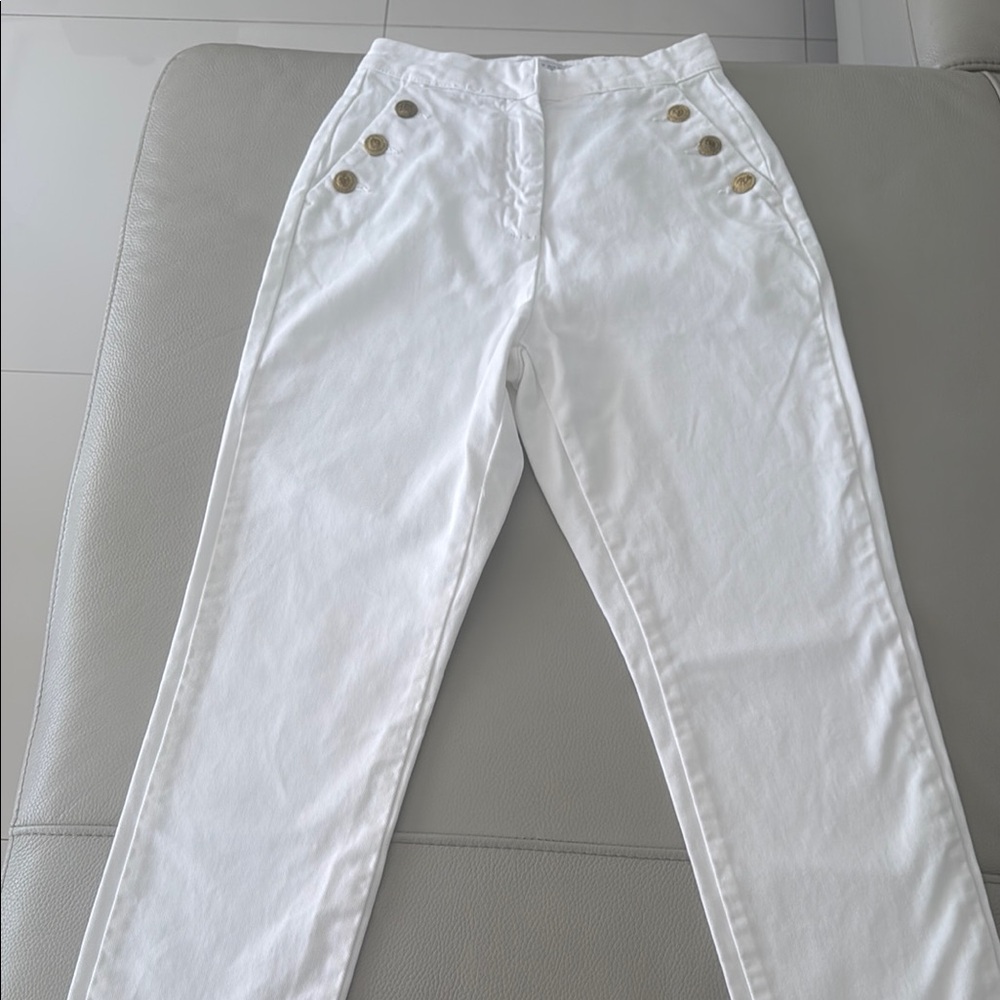 Zara White High rise waist Pants